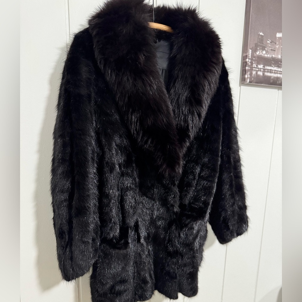 Genuine Vintage Dark Ranch Blackglama Mink Fur Coat 3/4 length